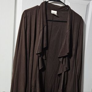 Roaman's Chocolate Waterfall Open Cardigan